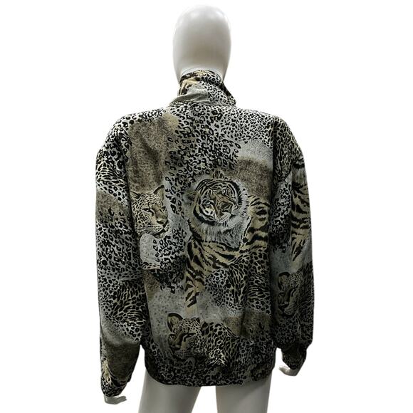 Vintage CoAco Bomber Jacket Women’s Size Medium Leopard/Tiger Print Zip-Up - Picture 3 of 6